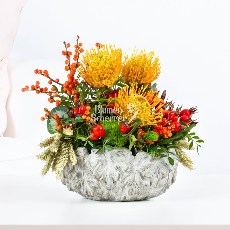 Nadelkissen Protea "Herbstliches Gesteck"